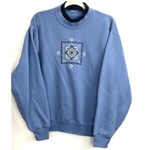 Vintage Morning Sun Double Collar Floral Embroidered Sweater